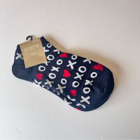 J.Crew Women's Dressy Style Ankle Socks XOXO Heart Print NWT - Picture 2 of 7